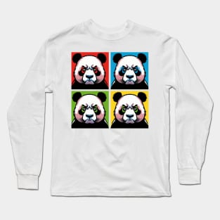 Pop Frowning Panda - Funny Panda Art Long Sleeve T-Shirt